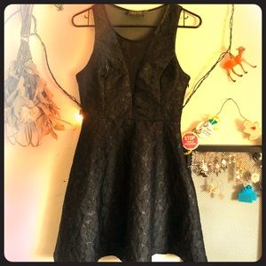 (SOLD)Deep V Fit & Flare Lowkey Patterned LBD